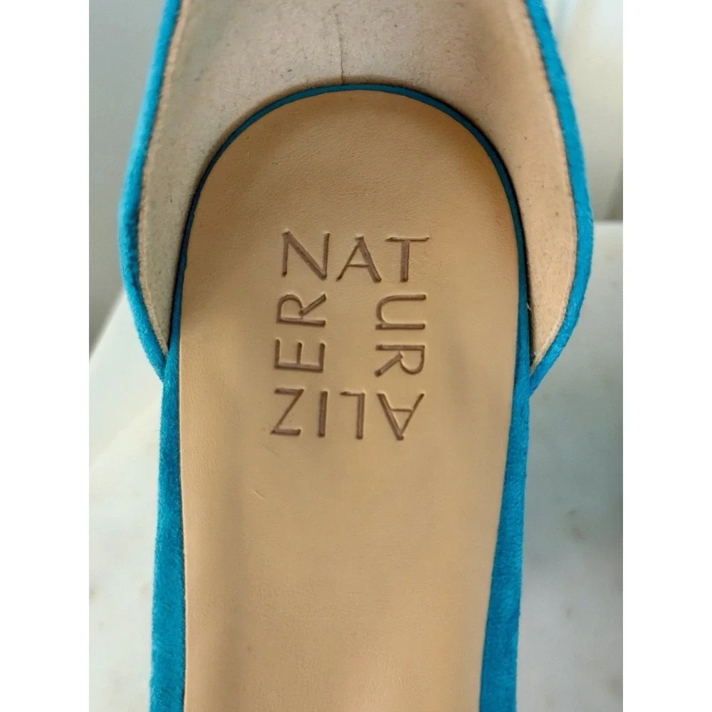 Naturalizer Pearlyn Women's 9.5M Teal Suede Leather Platform Block Heel Sandals - Picture 4 of 7